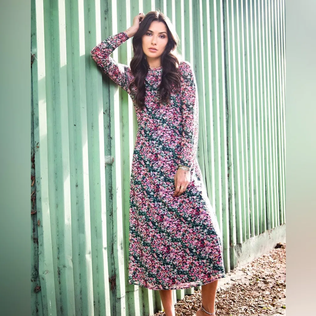 Anthropologie Eva Franco‎ Fiona Floral Long Sleeve Dress - Image 3