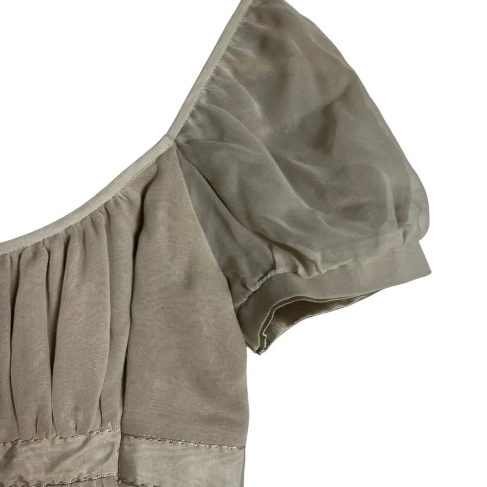 Couture Couture LA Italian Silk Short Sleeve Lace Trim Babydoll Blouse Size S - Image 3