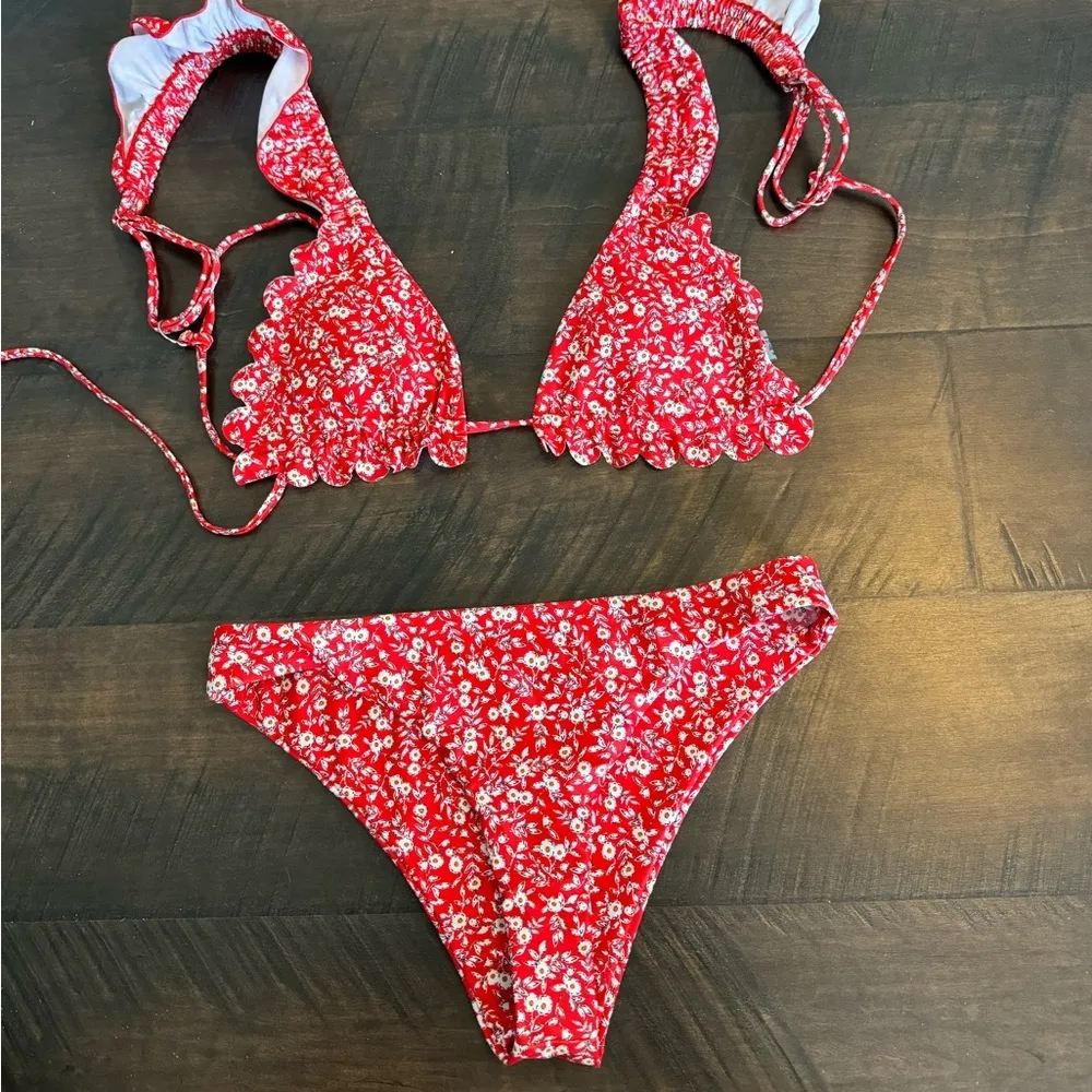 3/$20 Red Floral Bikini - Image 3
