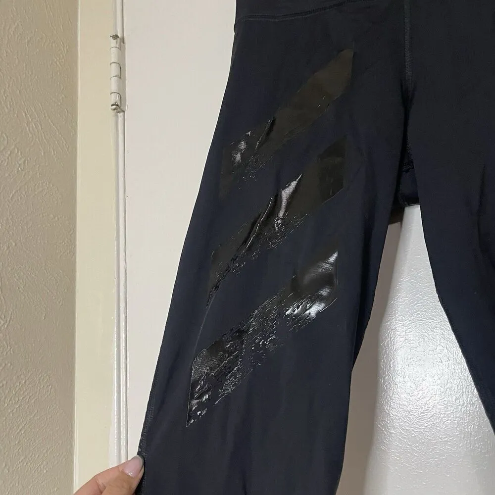 ADIDAS black mesh leg primeblue aeroready workout running leggings small - Image 3