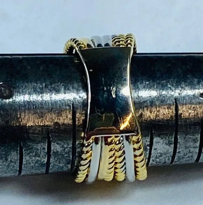 Fashion Ring Gold Tone Clear Rhinestone Accents Layered Twisted Rope Design Sz 8 - Image 7