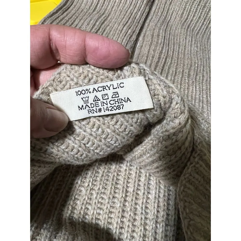 Simply Noelle Knit Dickie Half Zip Mock Neck Acrylic Tan Neutral Women's - Image 3