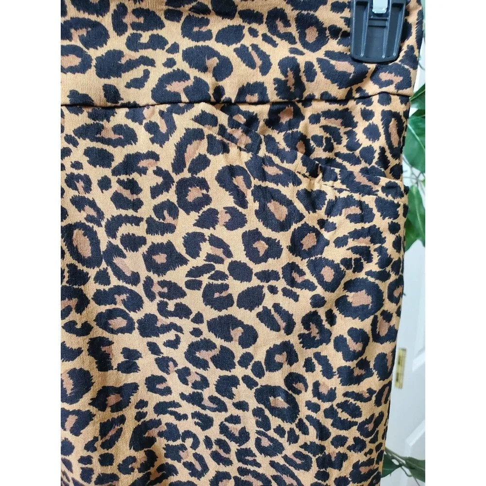Terra & Sky Womens Brown Leopard Print Skinny Leg High Rise Casual Pants Size 1X - Image 3