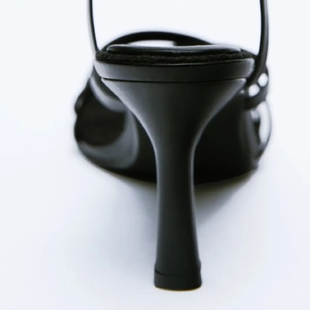 Zara Black Heeled Leather Sandals With Jute Insole Size 40 US9 - Image 7