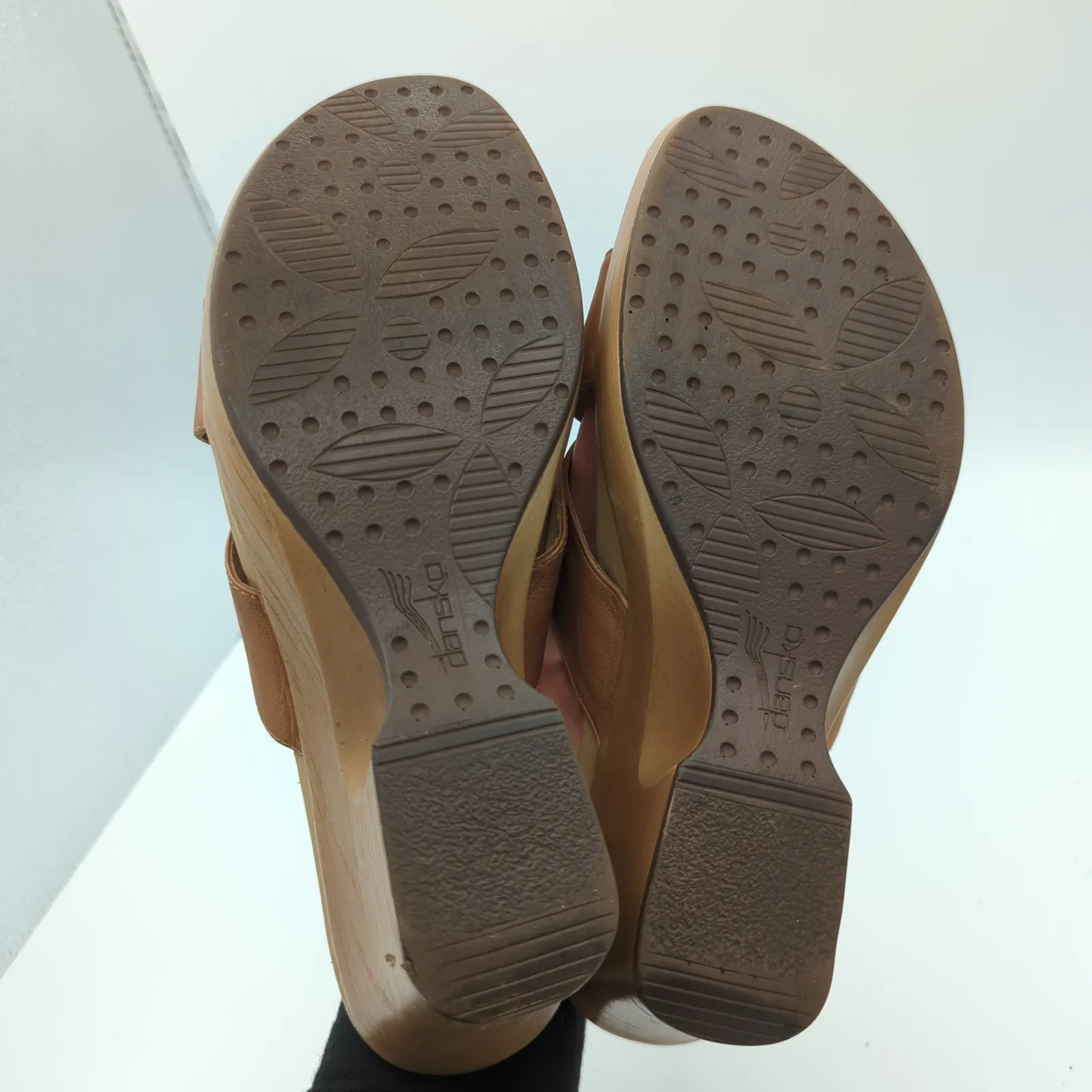 Dansko Neve Clogs Heels Womens 11-11.5 Tan Leather Wedge Slide Sandals Size 41 - Image 7