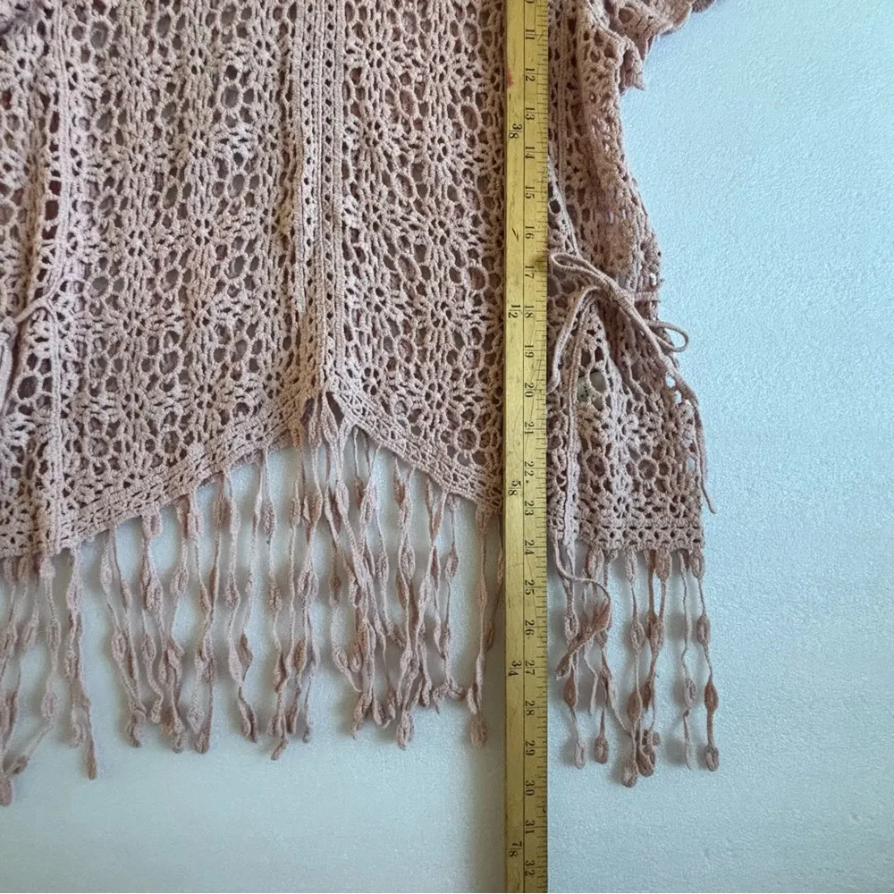 Crochet Pink Knit Off Shoulder Festival Top Size Small - Image 13