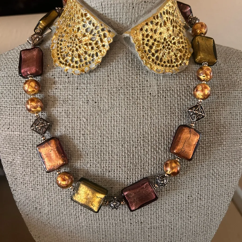 Lucky Clover Brand Milano glass beaded necklace Purple - Image 2