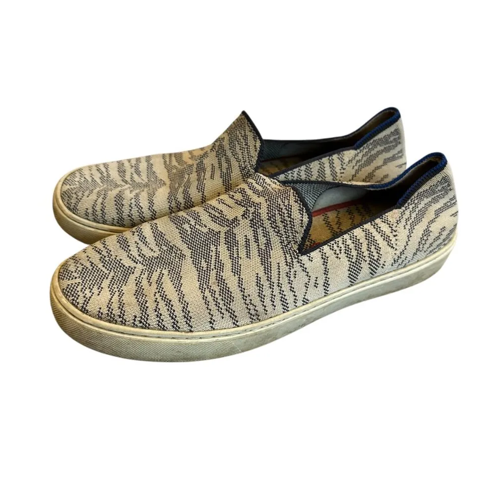 Rothy's The Original Sneakers Maritime Tiger Shoes Slip-On Flats Size 10.5 Women - Image 4