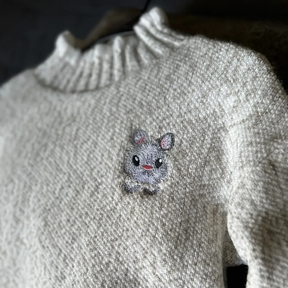 Plush Chenille Half Turtleneck Sweater Gray Size undefined - Image 3