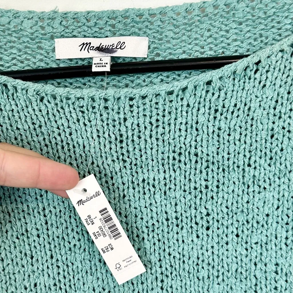 NWT Madewell Boatneck Pullover Knit Sweater in Wave Crest - Size: Large - Image 4