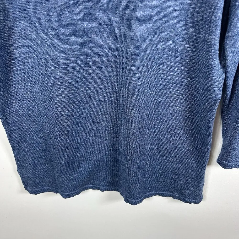 J. McLaughlin 100% Linen Blue Knit Long Sleeve Boat Neck Sweater Top Size‎ Small - Image 4