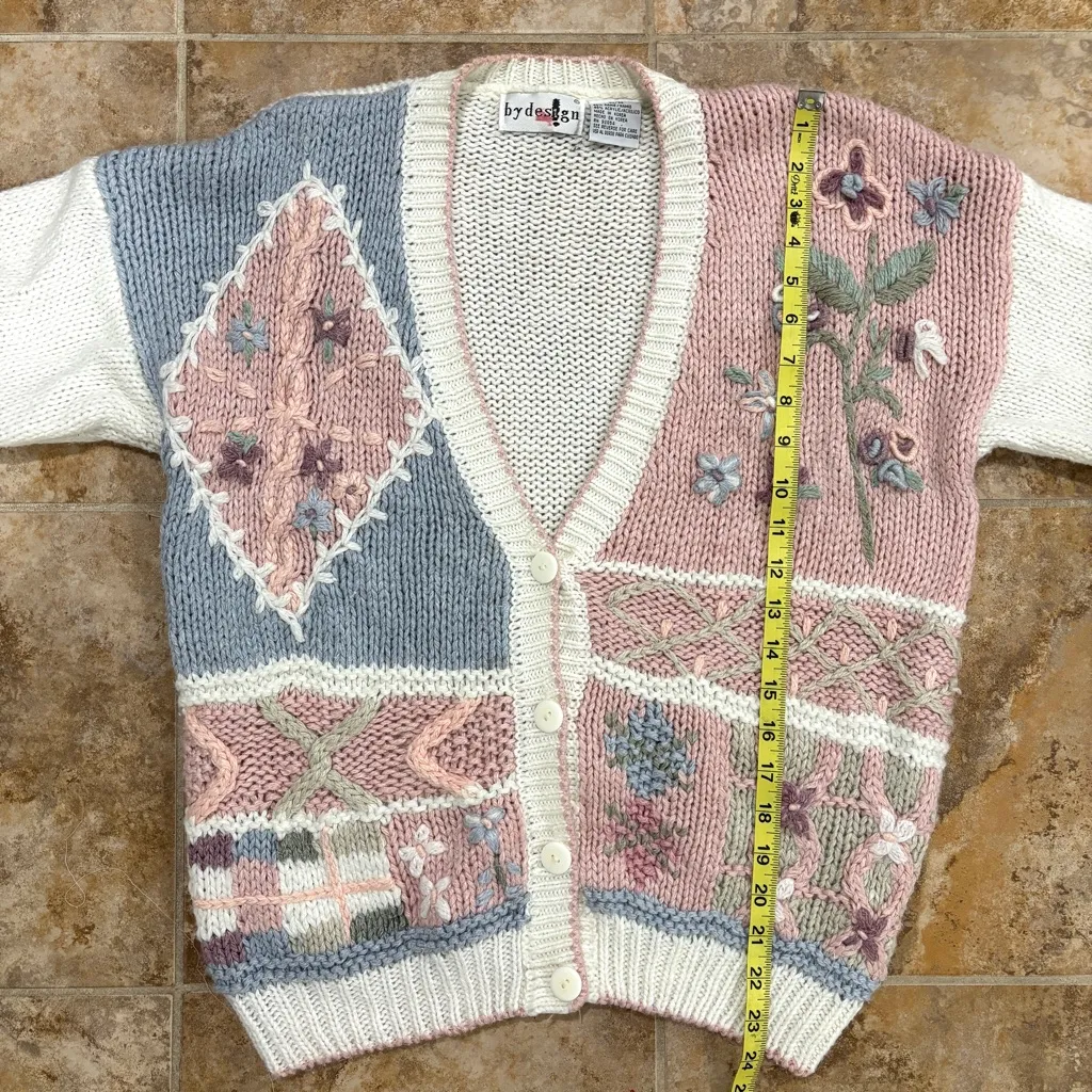 Vintage 90s y2k knit grandma cardigan - Image 4