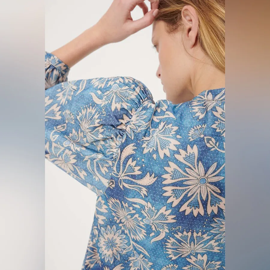 CHUFY Ilse Zoe Organic Cotton Top in Blue Multi Size XS - Image 5