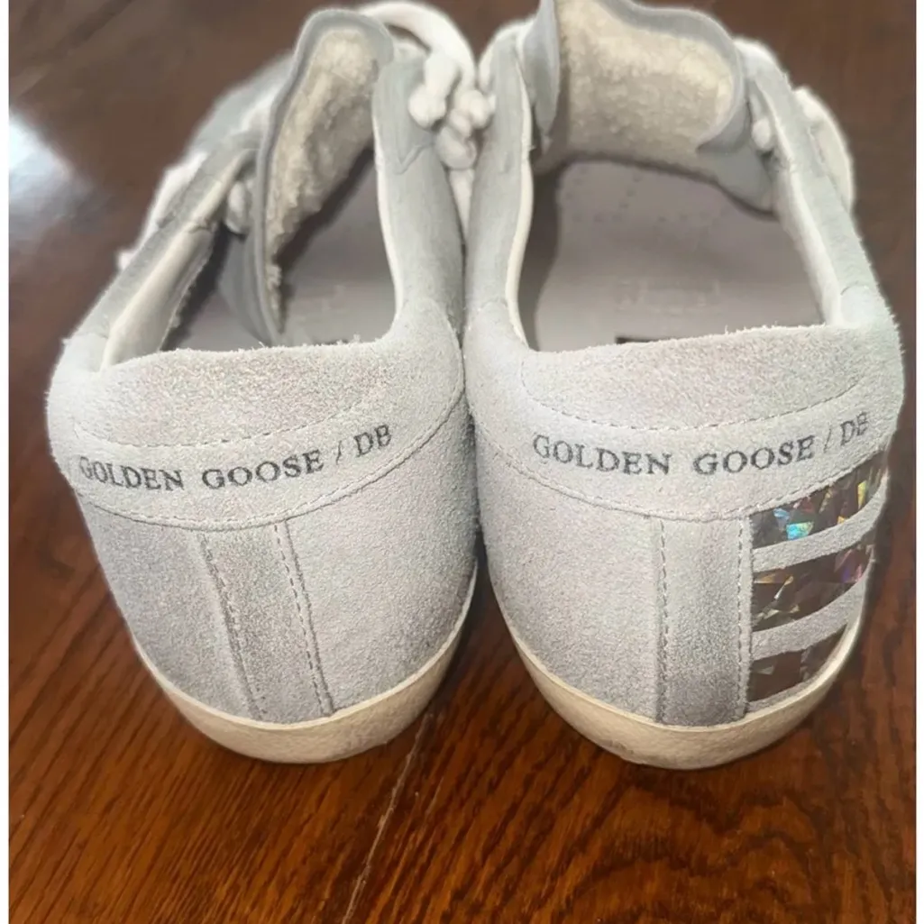 Golden Goose Light Gray Sneakers with Iridescent Star Size 8.5 - Image 4