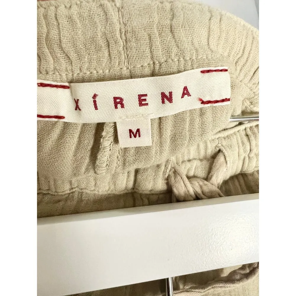 Xirena Jordyn 100% Cotton Mid Rise Tapered Gauze Cropped Pants Beige Women's M Size M - Image 3