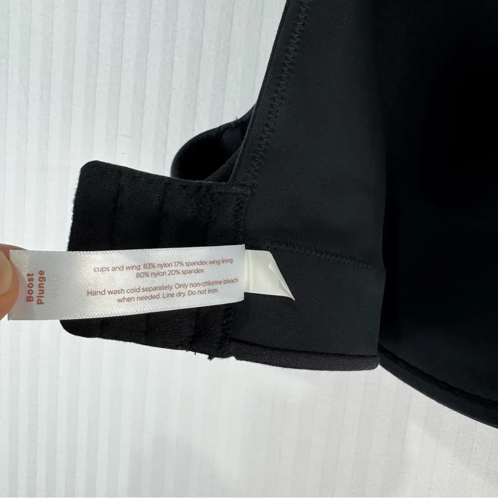 Cacique Boost Plunge Bra Black Feminine Minimalist Women's Plus Size 40D - Image 4