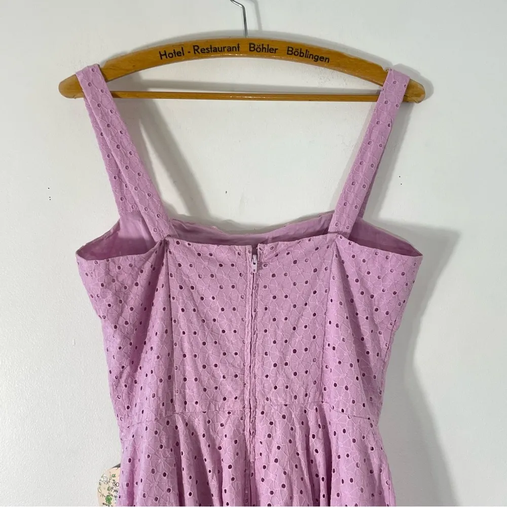 Timeless London Valerie Lilac Purple Eyelet Tea Length Dress Size 6 NWT - Image 11