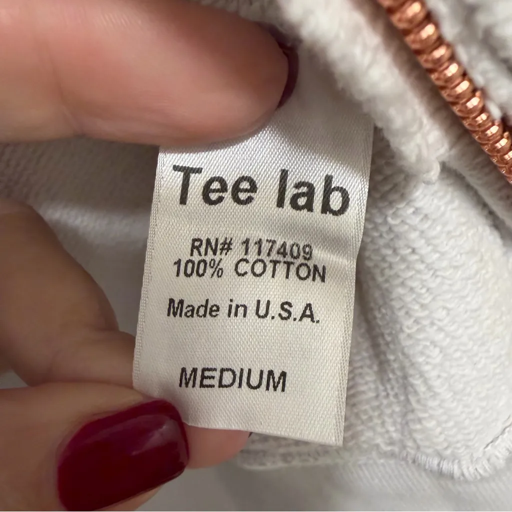 Frank & Eileen M 100% Cotton Full Zip Up Hoodie Sweatshirt White Made in USA - Image 7