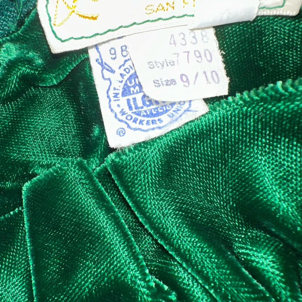 Vintage Lorrie Deb Emerald Green Velvet Plaid Maxi Dress Emma Bridgerton 9/10 - Image 12