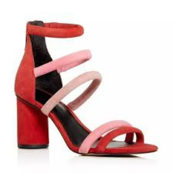 Rebecca Minkoff Red and Pink Strappy Sandals Colorful Statement Heels Size 8 - Image 12