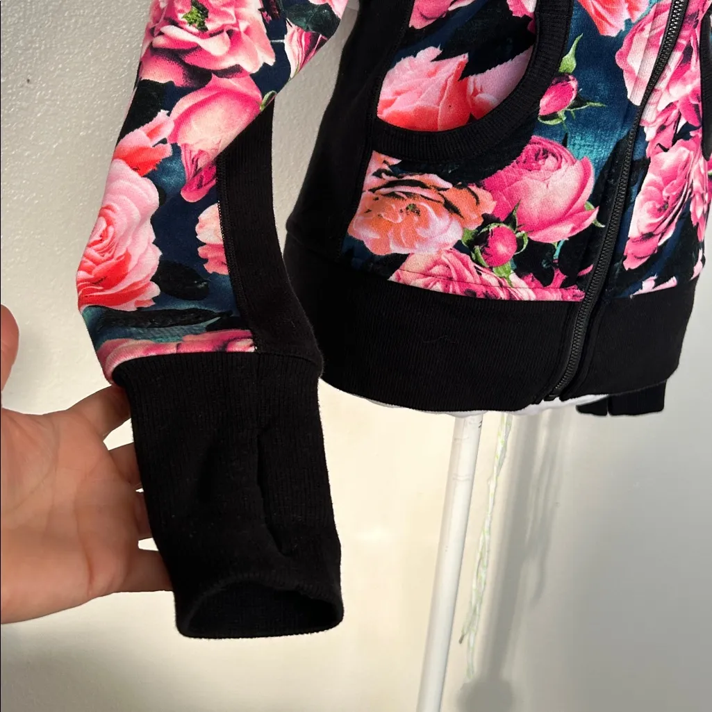 Lululemon Secret Garden Vintage Pink Floral Scuba Zip Hoodie Jacket Size 6 - Image 8
