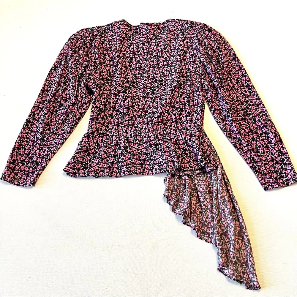 Zara Sam Floral Asymmetrical Crepe Blouse - Image 5