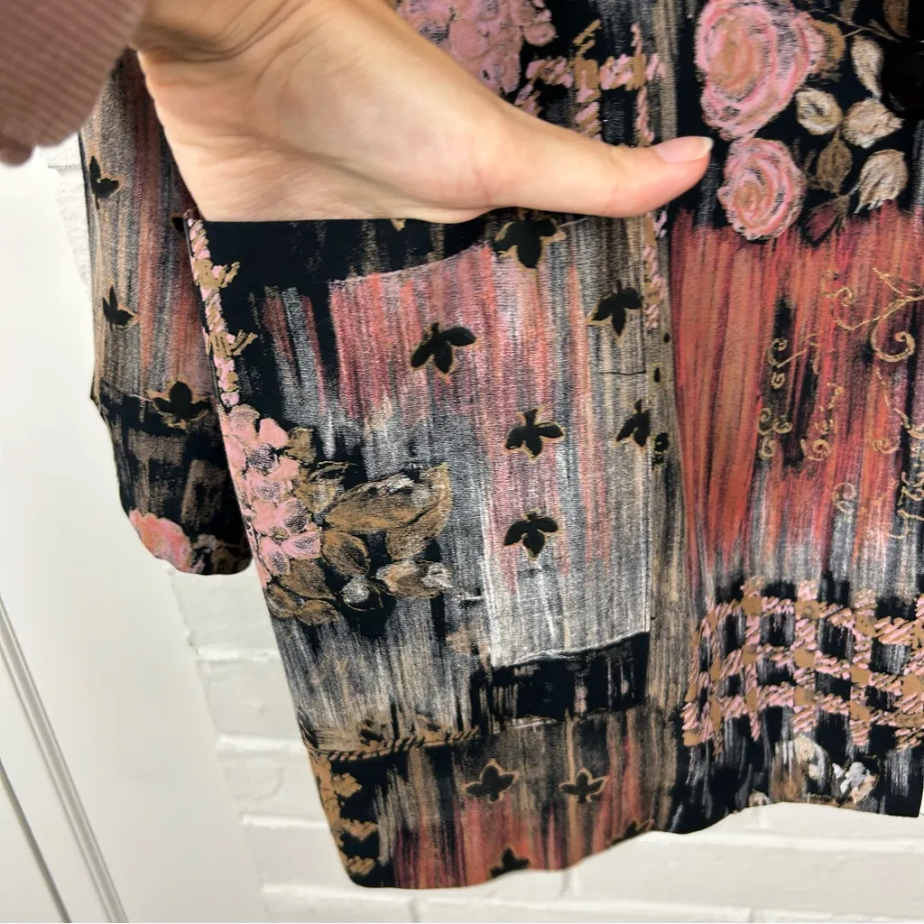 Vintage Kensington Square Patchwork Art To Wear Patterned Blazer Jacket Size L Black Size L - Image 8