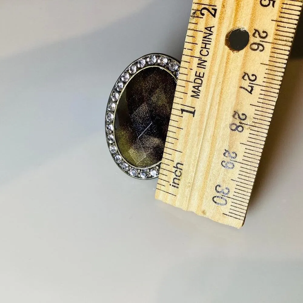 Dark Stone Faceted CZ Crystals Ring Brown - Image 7