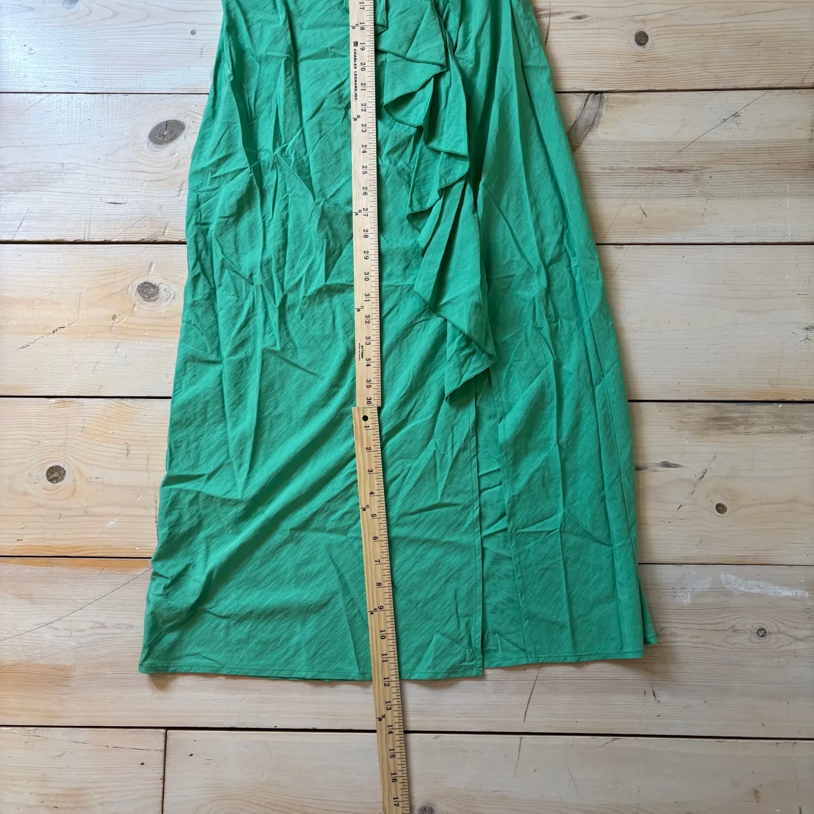 Future Collective NWT Women's Flutter Asymmetrical Ruffle Midi Dress Green S - Image 11