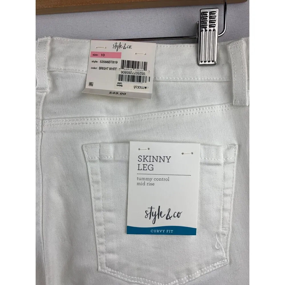 Women's Style & Co NWT White Curvy Skinny Jeans Size 10 - Image 5