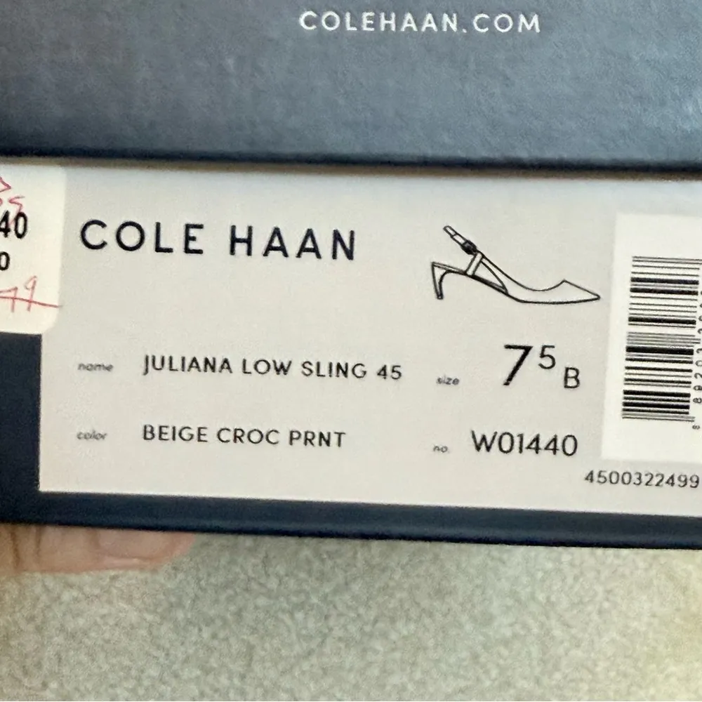 Cole Haan Julianna Low Sling Beige Crock Print Career Slingback Heels size 7.5 - Image 12