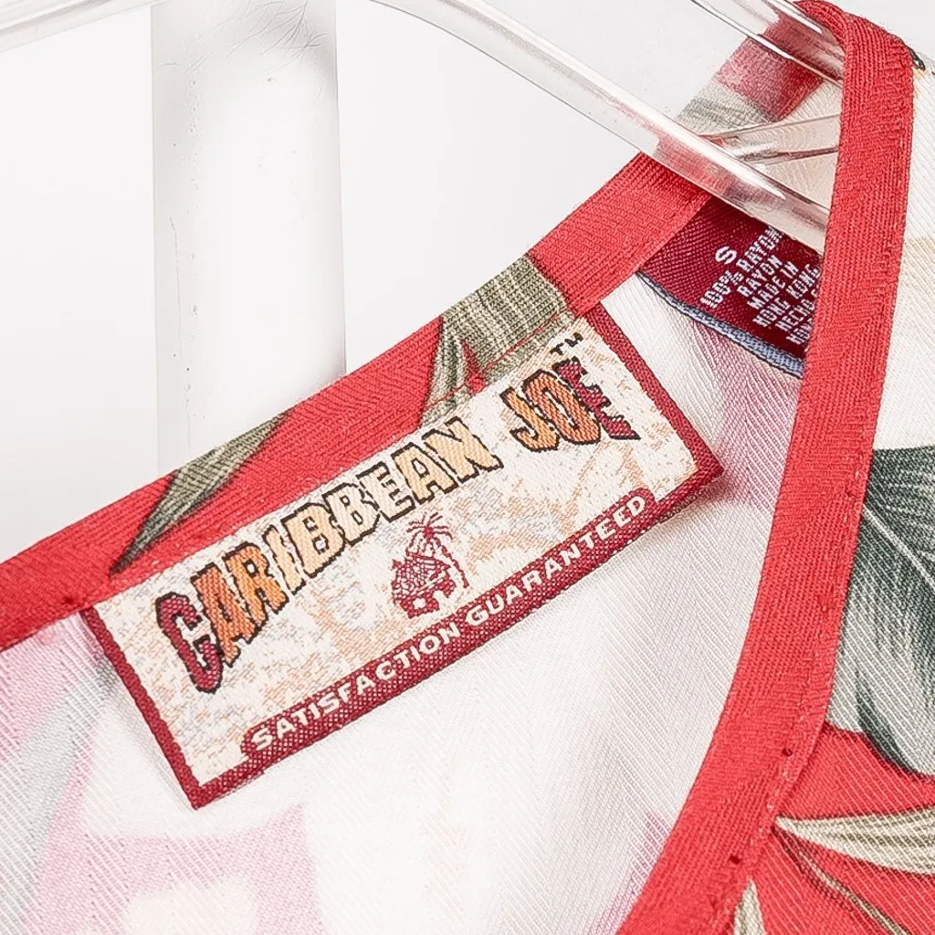 Caribbean Joe Hawaiian Dress S Maxi Red Hibiscus Sleeveless Long Vacation Slit - Image 4