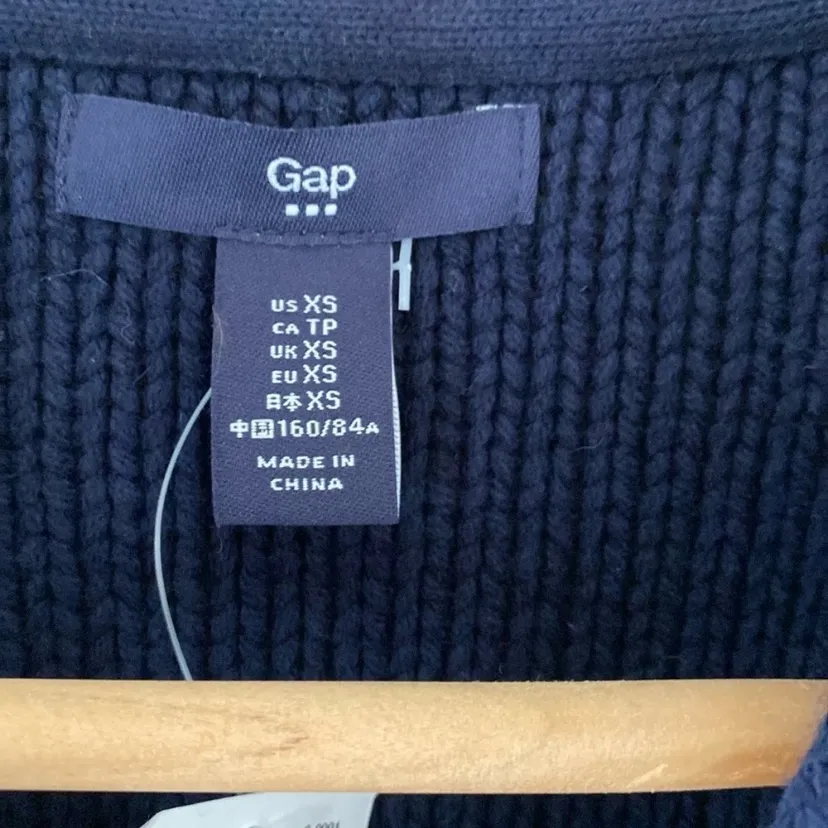 GAP Factory Sweater Vest Cardigan Chunky Cable‎ Knit Navy Size XS Blue - Image 5