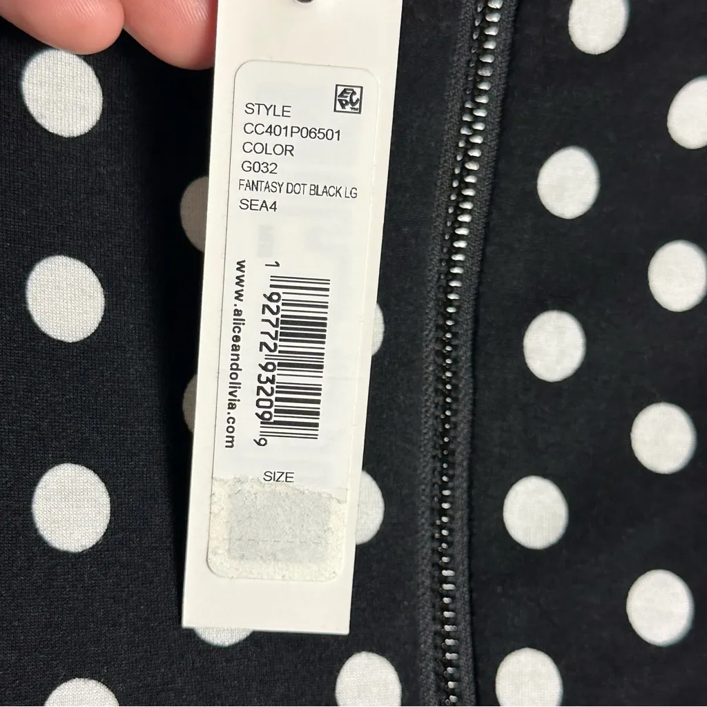 Alice + Olivia Delora Black & White Polka Dot Mini Dress Viscose Size 4 NWT - Image 13