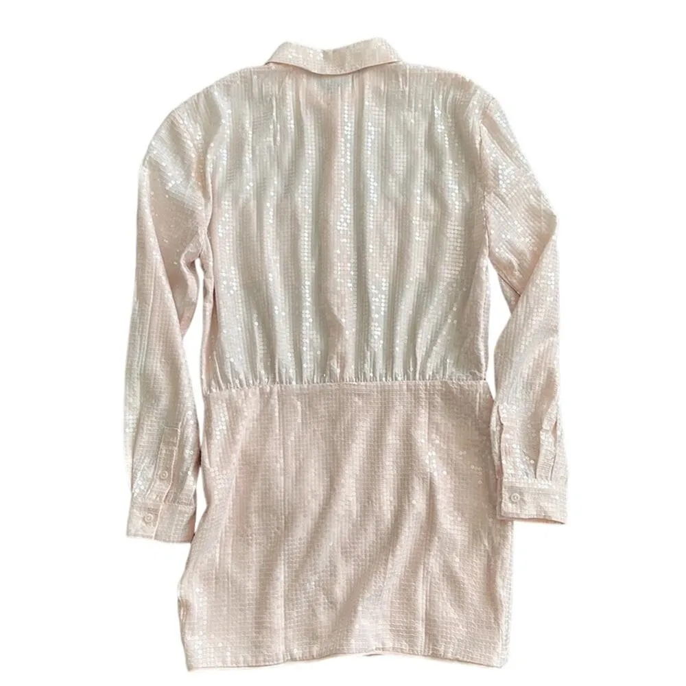 Lovers + Friends Leighton Sequin Mini Dress in Champagne Pink Revolve Small - Image 6