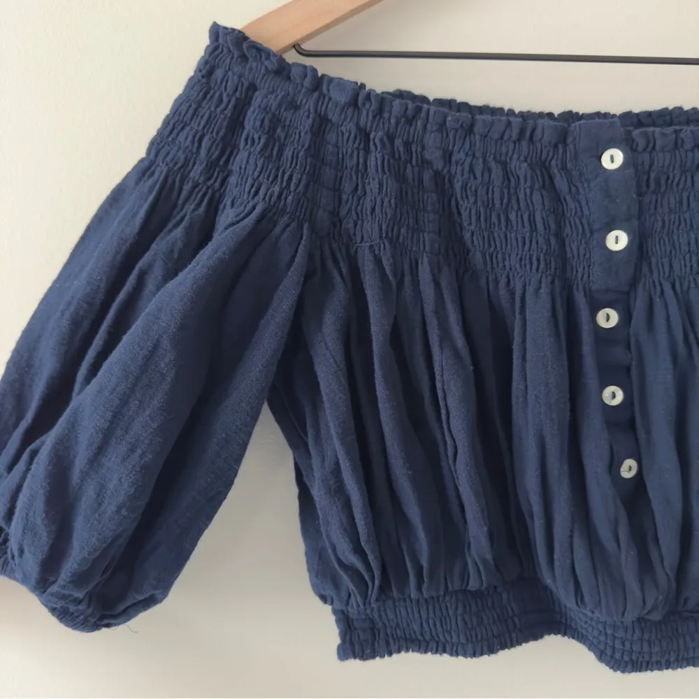 Free People We The Free Dancing Till Dawn Smocked Off-the-Shoulder Top cropped S - Image 6