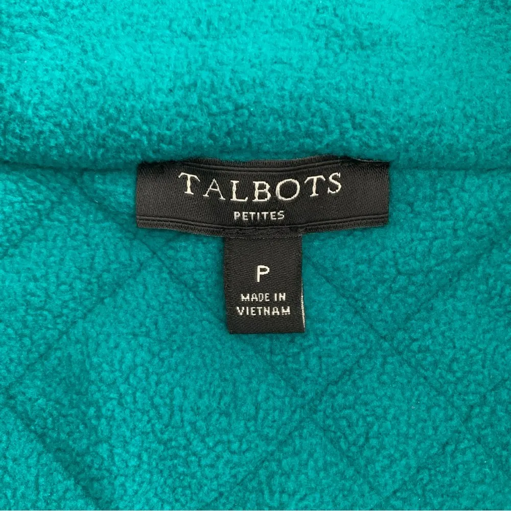 EUC Talbots Petite Quilted Fleece Zip Up Green Jacket Size P - Image 2