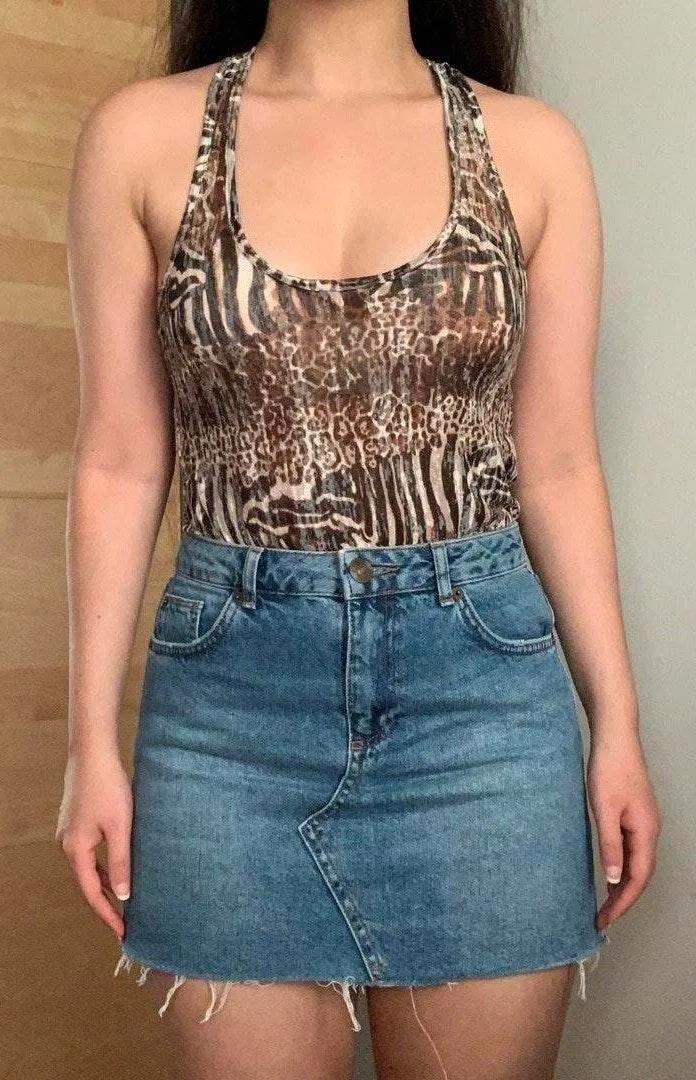 Leopard Print Semi Sheer Tank Top - Image 2