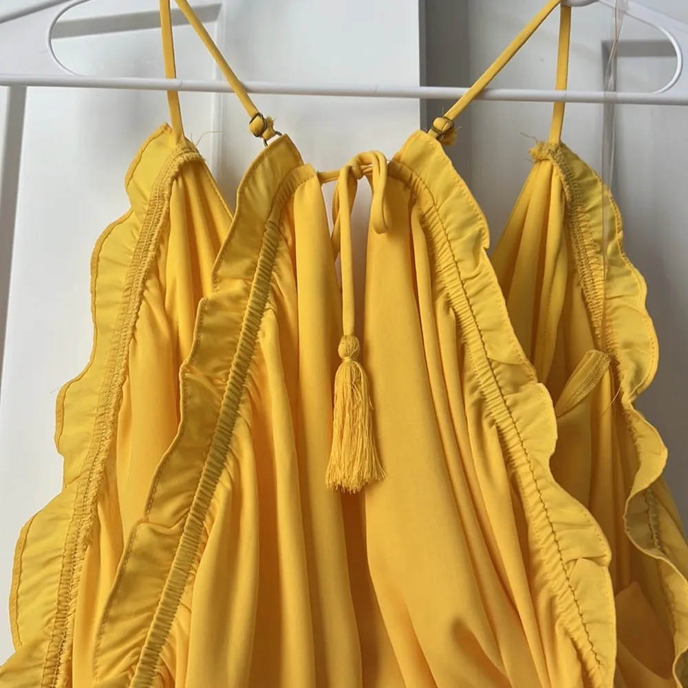 GB Yellow Romper with Open Back Tassels and Ruffles - Image 3