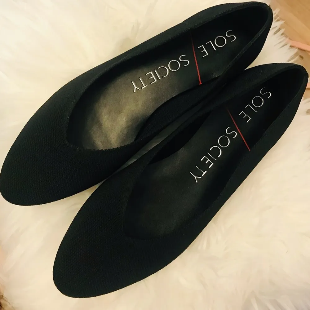 Sole Society Black Flats Knit Stretch Sz 6 - Image 8