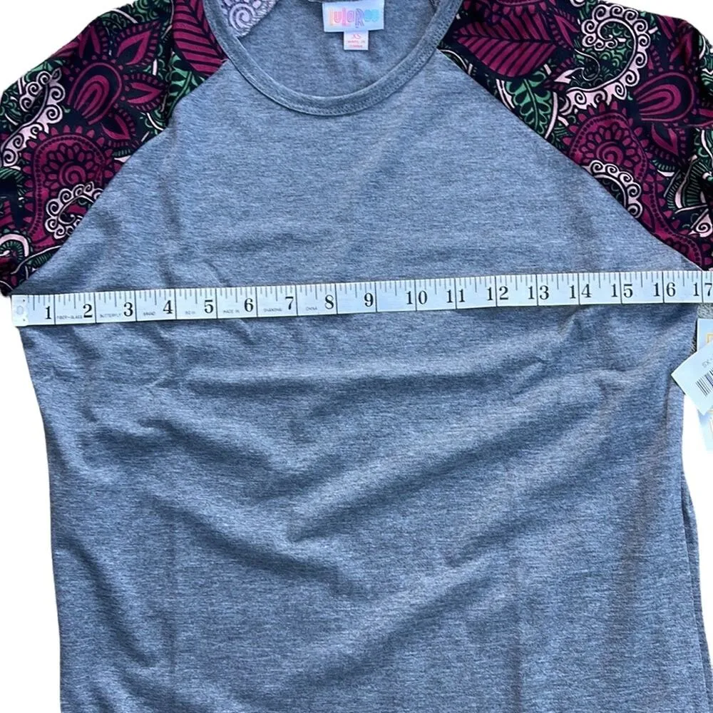 LulaRoe randy shirt gray burgundy flowers size XS NEW - Image 5