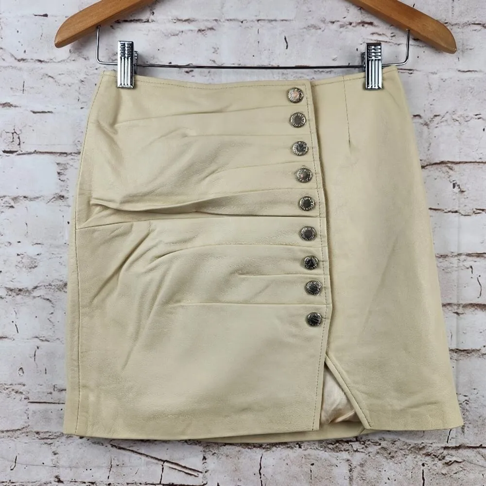 Retrofete Leather Willa Skirt in Pistachio Shell Cream Size XS NWT Mini - Image 2