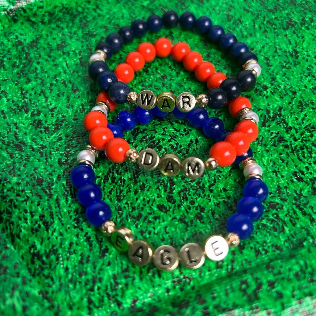 Auburn Tigers Beaded Game Day Bracelet Stack Blue & Orange Team War Dam Eagle - Image 2