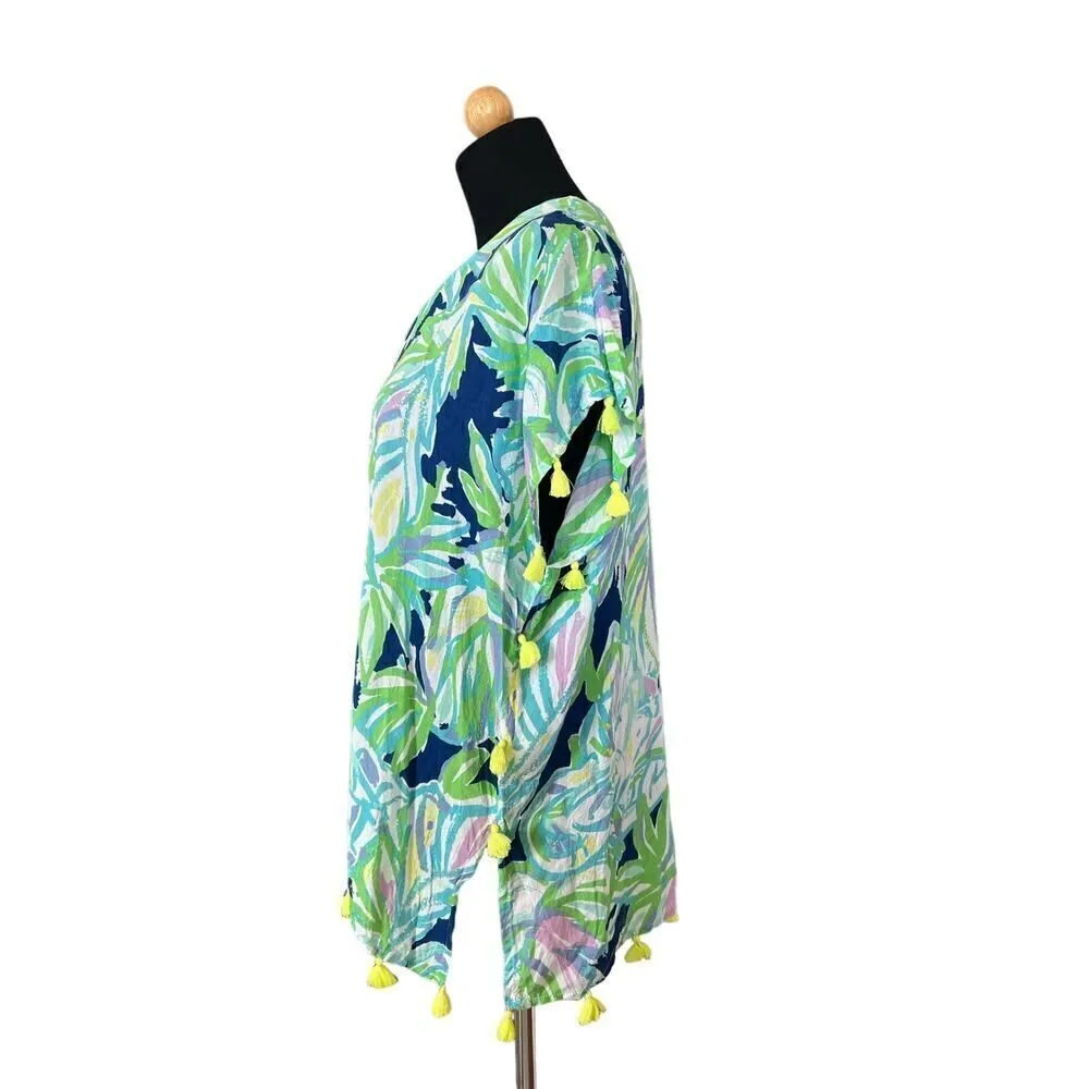 Lilly Pulitzer Sydney Caftan Top Tassel Resort Navy Uptown Trunk Size S/M - Image 5