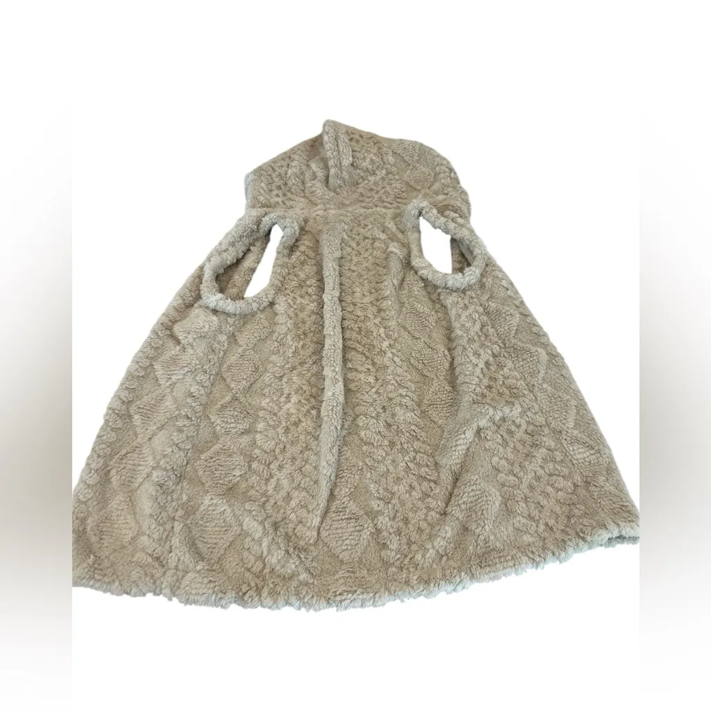 Women’s Sleeveless Sweater with Hood Beige Size Medium Tan - Image 2