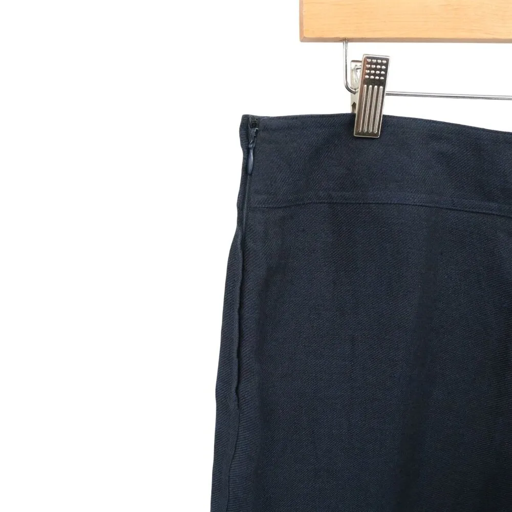 NWT Lida Baday Wide Leg Linen Banded Pants Midnight Navy Blue 14 - Image 6