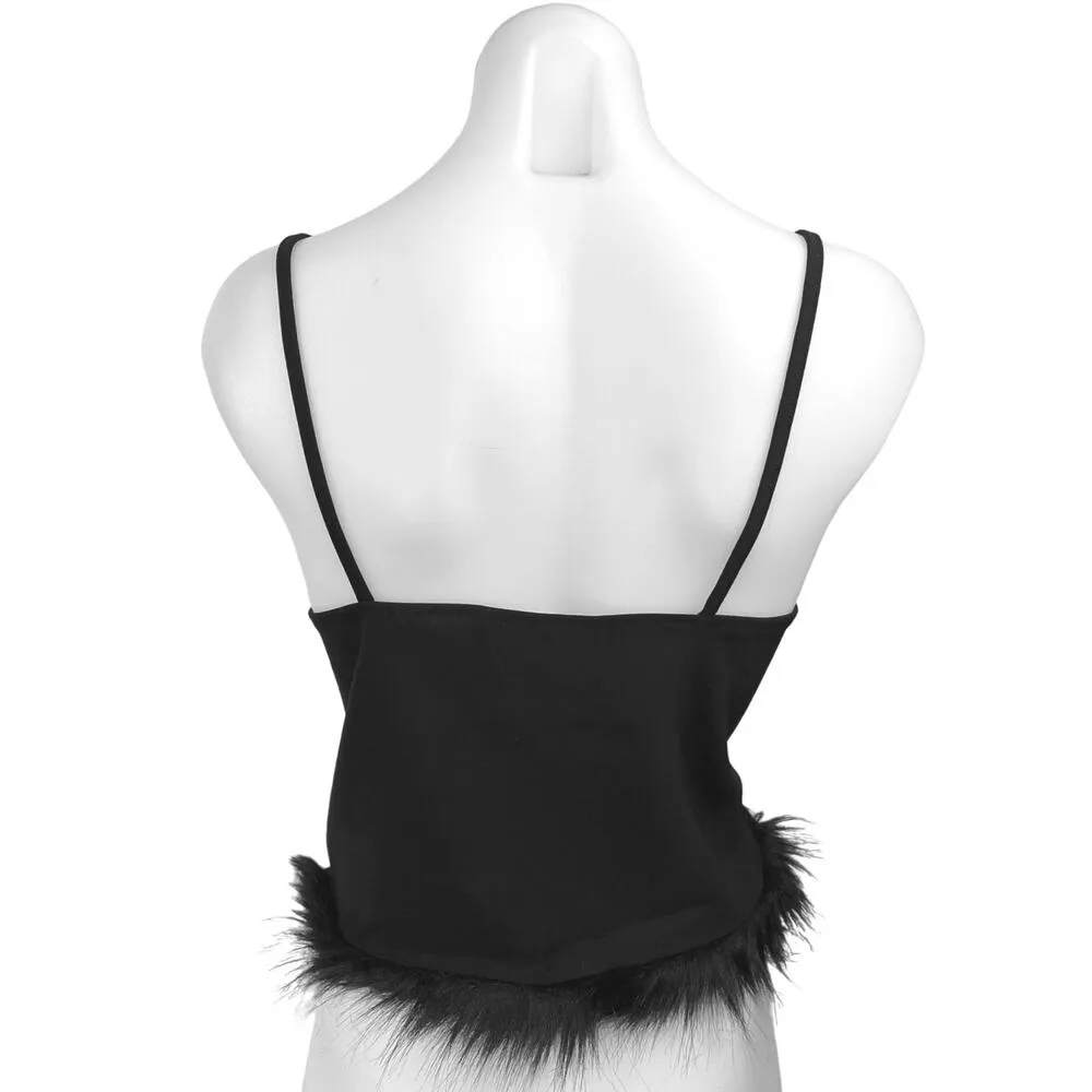 ASOS Urban Revivo Faux Fur Feather Square Neck Camisole Crop Tank Top Size 8 - Image 4
