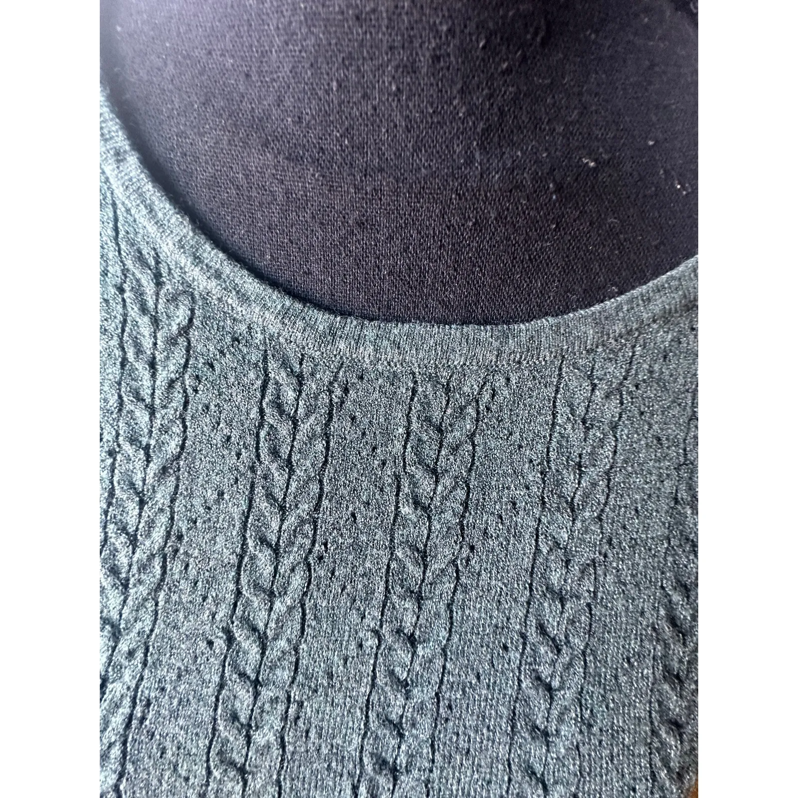 Adrianna Papell Green Cable Knit Pullover Sweater – Size L - Image 2