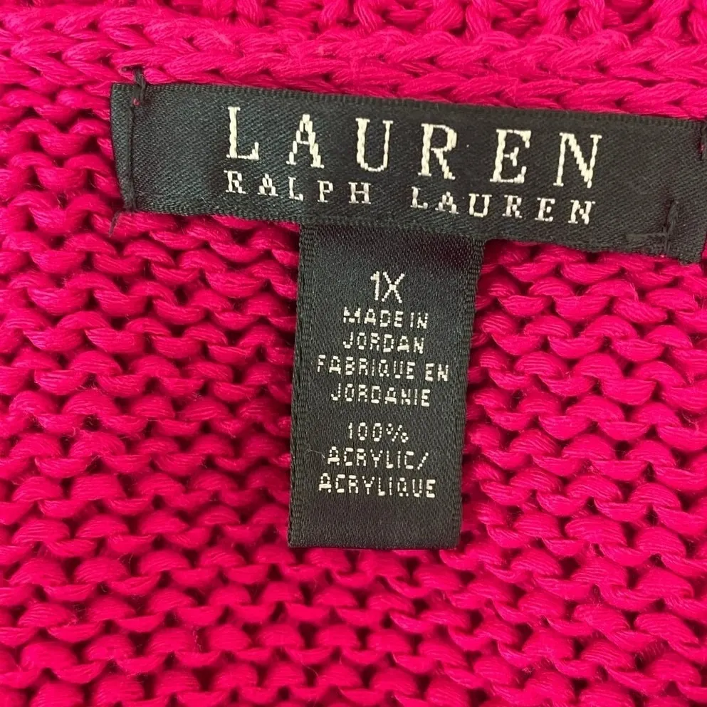 Lauren Ralph Lauren Women Tunic Sweater 1X Pink Ribbed Knit Classic Preppy Chic - Image 6
