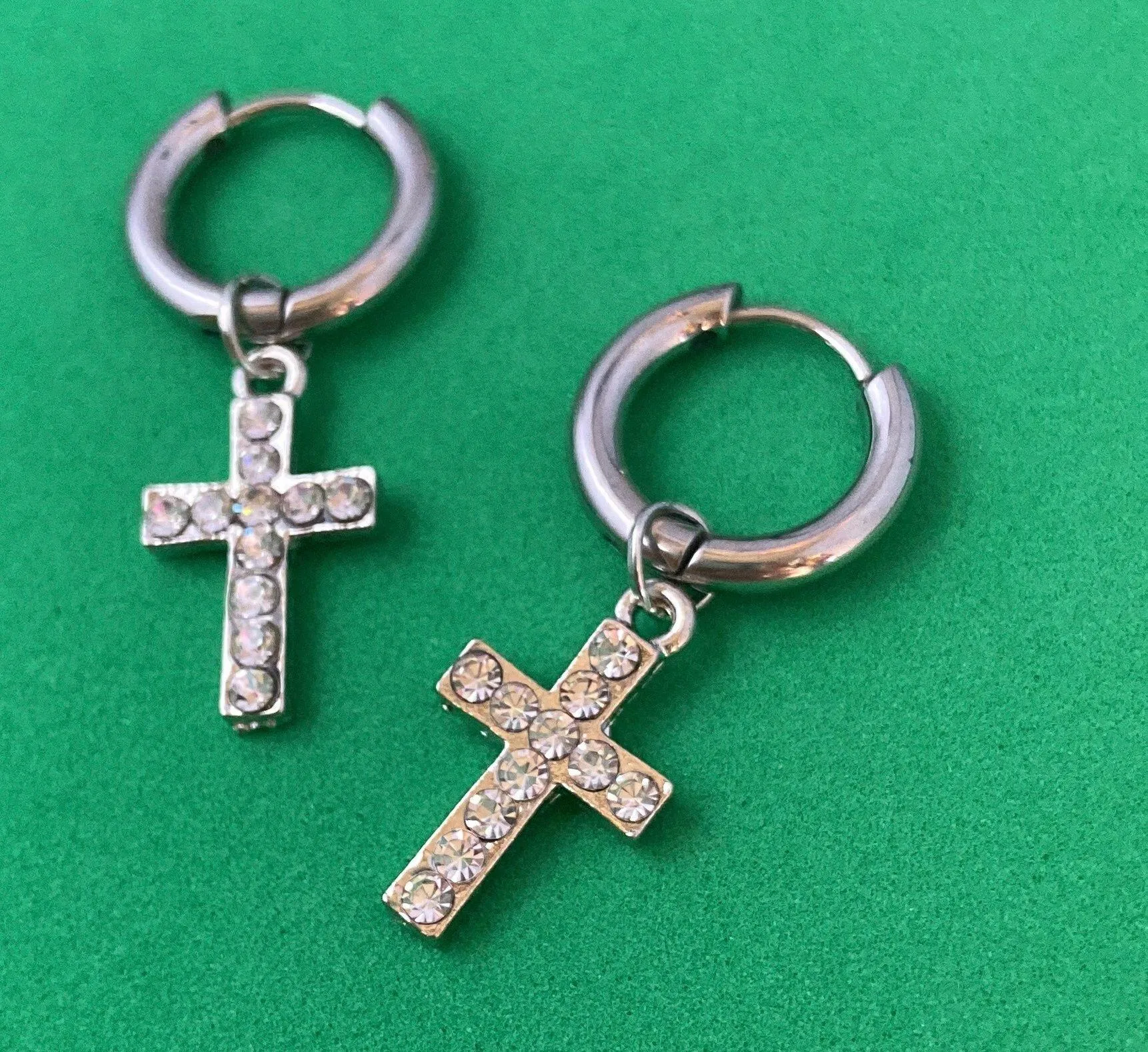 925 Silver Plated Cross Dangle Drop Earrings for Men Women,Cross Earrings,Hoop Earrings,Punk Hip Hop Earrings - Image 5